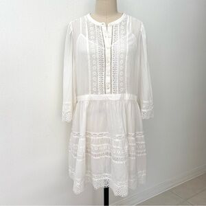 Gap Eyelet Lace Mini Dress NWT White Cotton Voile Cami-Slip Spring Summer L